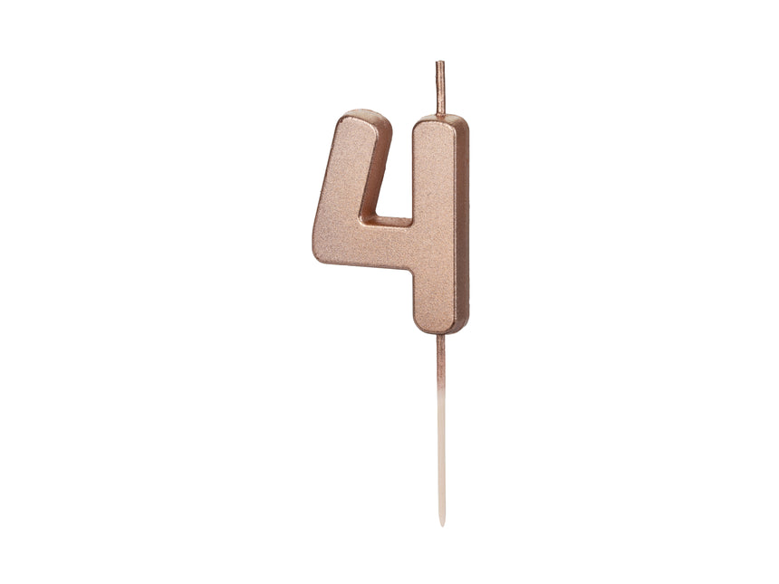 Świeca na 4 lata Rose Gold 9 cm