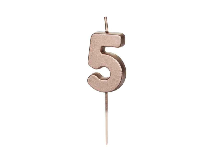 Świeca na 5 lat Rose Gold 9 cm