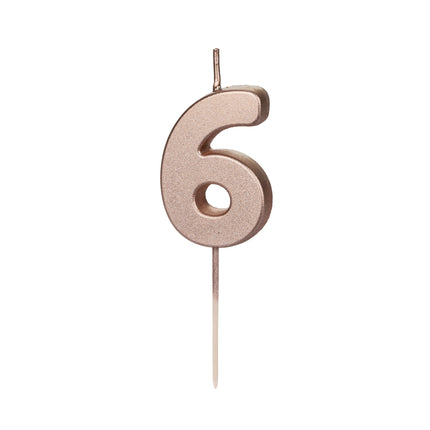 Świeca na 6 lat Rose Gold 9 cm