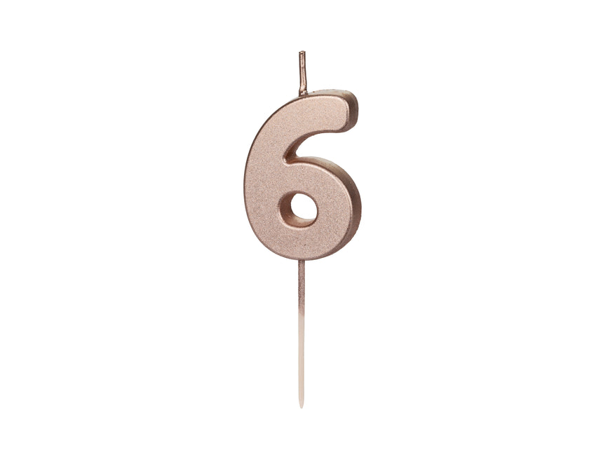 Świeca na 6 lat Rose Gold 9 cm