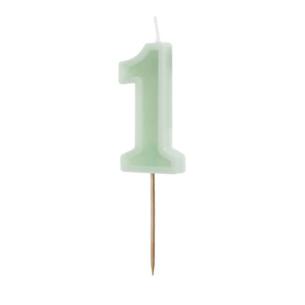 Świeczka na 1 rok Miętowa zieleń 10 cm