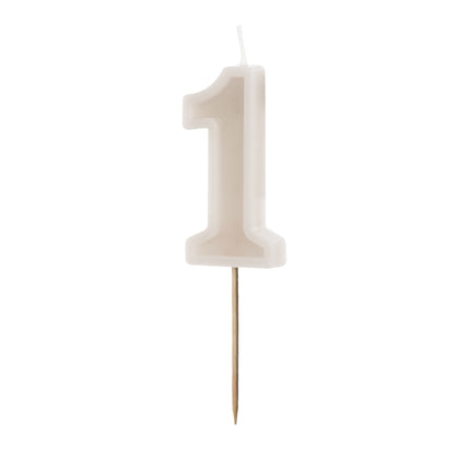 1 Rok Świeca Beżowa 10cm