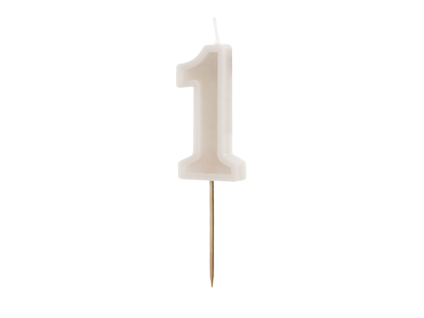 1 Rok Świeca Beżowa 10cm