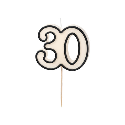 Świeca na 30 lat czarno-biała 5,5 cm