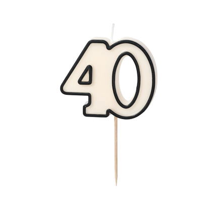 Świeca 40 lat czarno-biała 5,5 cm