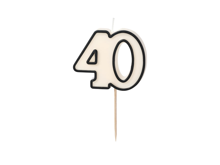 Świeca 40 lat czarno-biała 5,5 cm