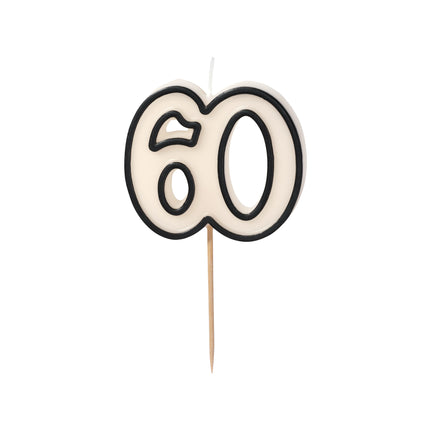 Świeca 60 lat czarno-biała 5,5 cm
