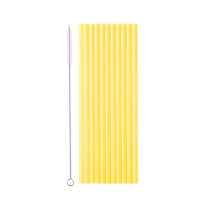 Żółte słomki ze szczoteczką do czyszczenia 23 cm 12 szt