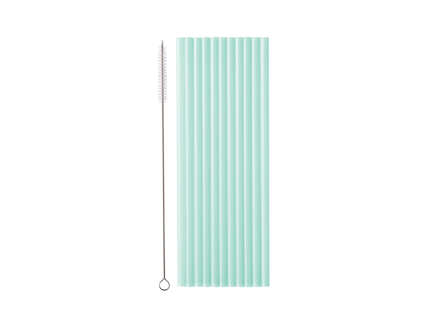 Turkusowe słomki plastikowe 23cm 12szt
