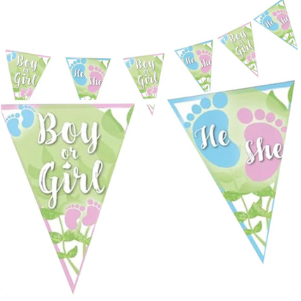 Girlanda „Gender Reveal” – zielona, 4 m