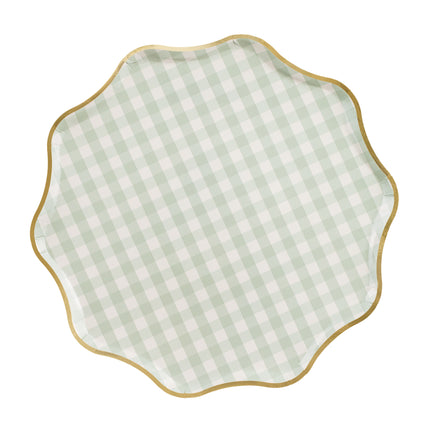 Zielone złote talerze 23cm 6szt