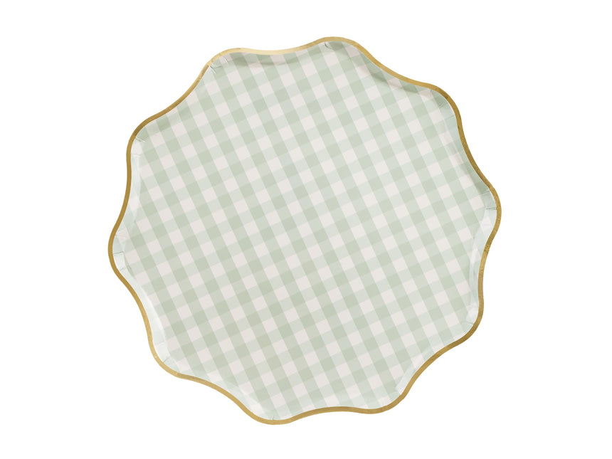 Zielone złote talerze 23cm 6szt