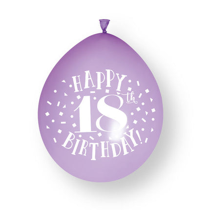 10 sztuk balonów lateksowych „Happy 18th Birthday” o średnicy 23 cm
