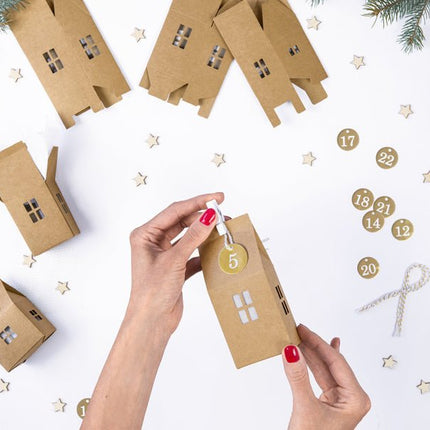Adventkalender Huisjes van Partydeco koop je bij Partywinkel
