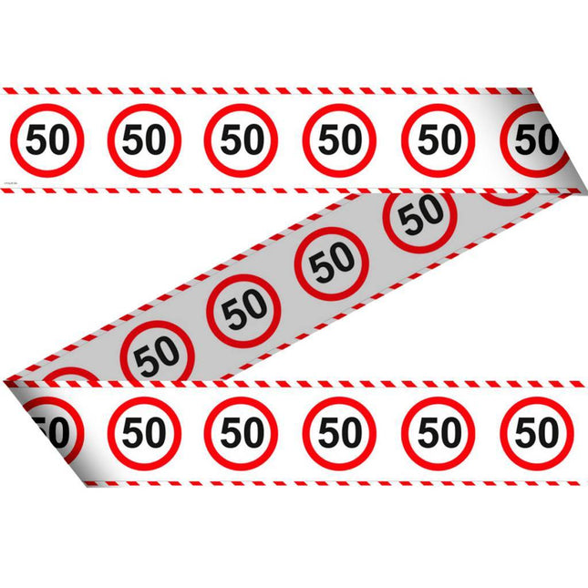Afzetlint 50 Jaar Verkeersbord 15m - Partywinkel - 8714572284509