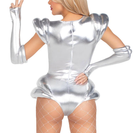 Astronauten Pak Zilver Dames Bodysuit Leg Avenue - Partywinkel - 714718572826