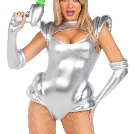 Astronauten Pak Zilver Dames Bodysuit Leg Avenue - Partywinkel - 714718572826
