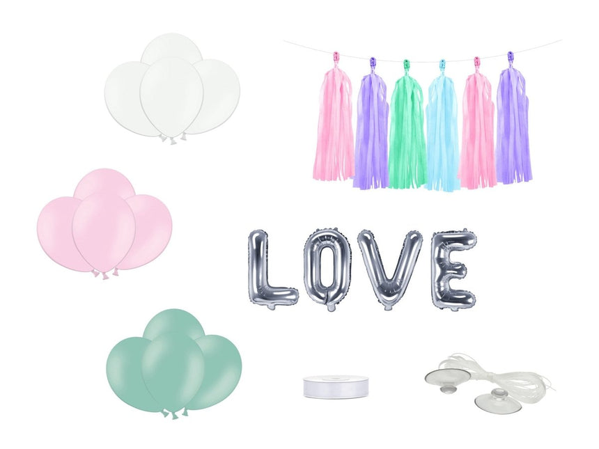 Auto Decoratie Set Bruiloft Love van Partydeco koop je bij Partywinkel