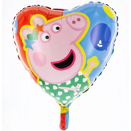 Balonik z Peppa Pig z helem – kolorowe serce, pusty, 45 cm