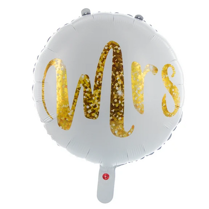 Biały balon z helem „Mrs Leeg”, 45 cm