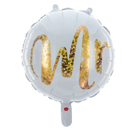 Biały balon z helem „Mr Leeg”, 45 cm