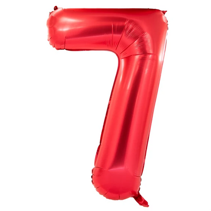 7 lat – balon z cyfrą, czerwony, 1 m