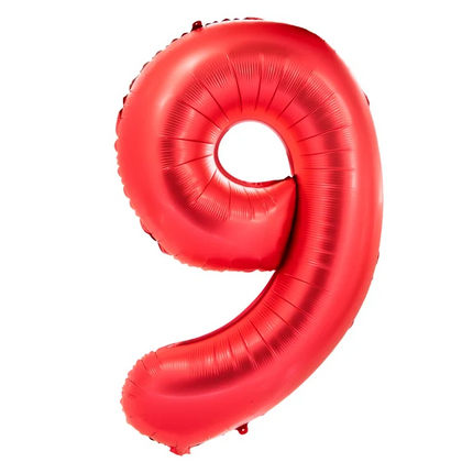 9 lat – balon z cyfrą, czerwony, 1 m
