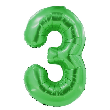 3 lata – balon z cyfrą, zielony, 1 m