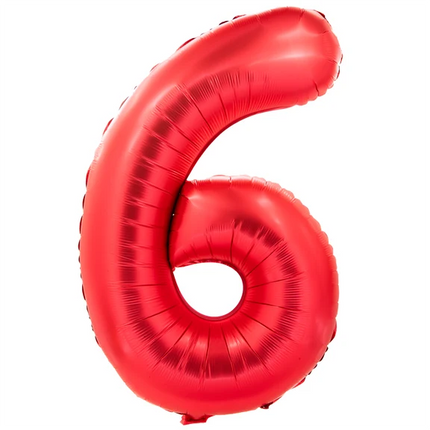 Balonik z cyfrą „6”, czerwony, 1 m