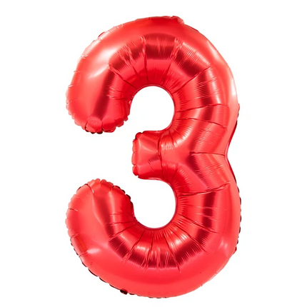 3 lata – balon z cyfrą, czerwony, 1 m