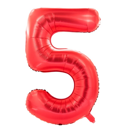 5 lat – balon z cyfrą, czerwony, 1 m