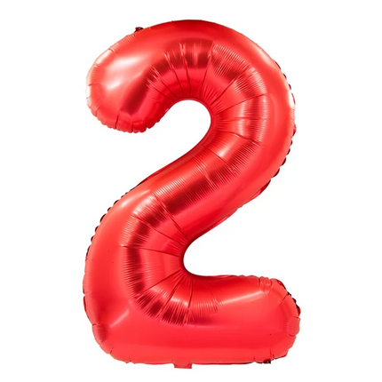 2 lata – balon z cyfrą, czerwony, 1 m