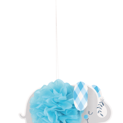 Baby Olifant Hangdecoratie Blauw 23cm 3st van Unique koop je bij Partywinkel