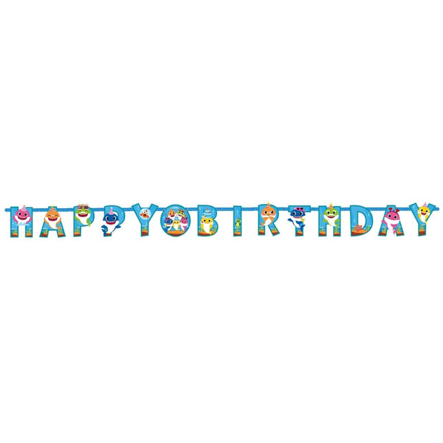 Baby Shark Letterslinger Happy Birthday 1,8m van Riethmueller koop je bij Partywinkel
