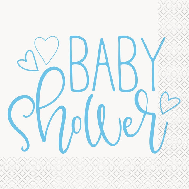 Babyshower Servetten Blauw 16st van Unique koop je bij Partywinkel