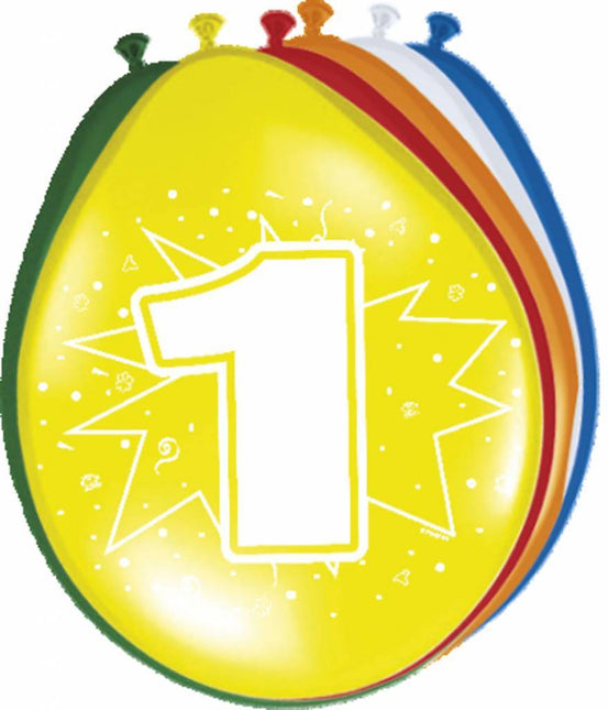 Ballonnen 1 Jaar 30cm 8st - Partywinkel - 8714572082013