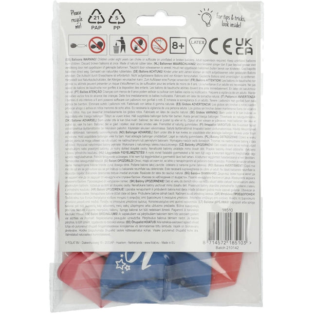 Ballonnen 10 Jaar Gekleurd 33cm 6st van Folat koop je bij Partywinkel