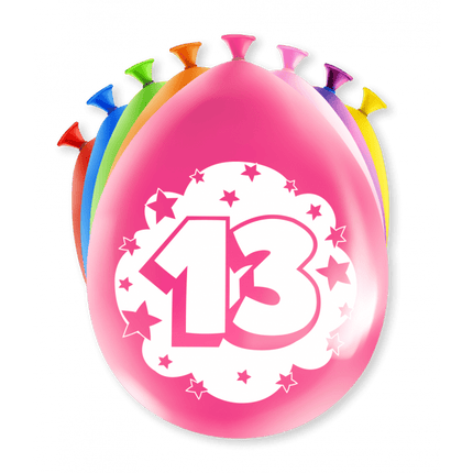 Ballonnen 13 Jaar Meerkleurig 30cm 8st van Paper Dreams koop je bij Partywinkel