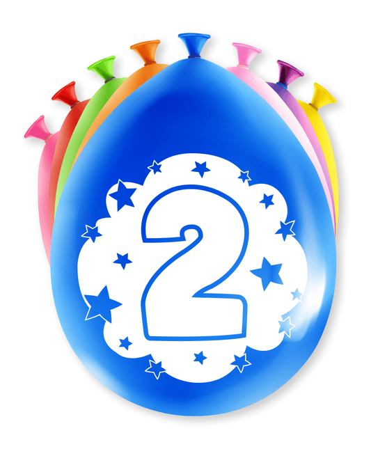 Ballonnen 2 Jaar Hoera 30cm 8st van Paper Dreams koop je bij Partywinkel