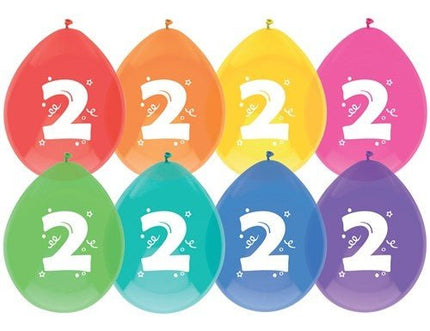Ballonnen 2 Jaar Party 30cm 8st - Partywinkel - 8711319422026