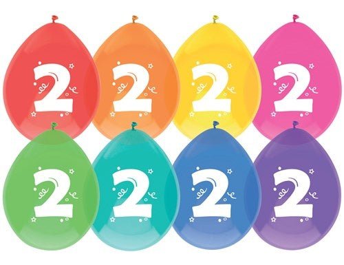 Ballonnen 2 Jaar Party 30cm 8st - Partywinkel - 8711319422026