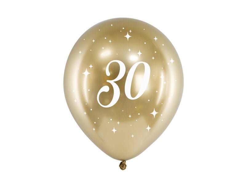 Ballonnen 30 Jaar Goud 30cm 6st van Partydeco koop je bij Partywinkel