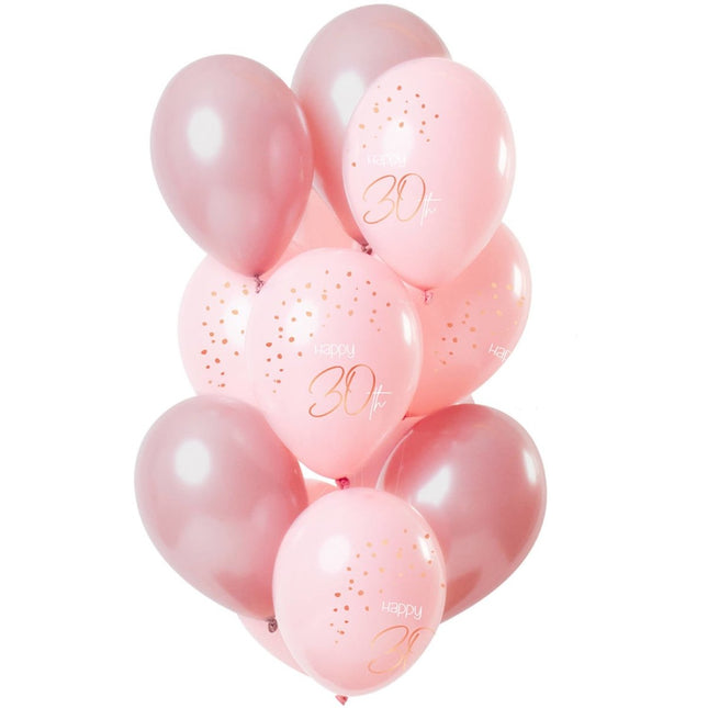 Ballonnen 30 Jaar Rose Goud 30cm 12st van Folat koop je bij Partywinkel