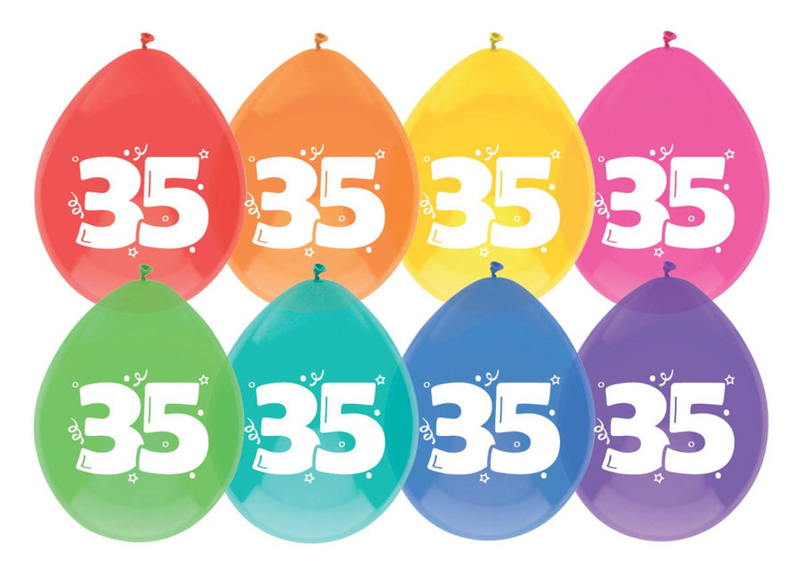 Ballonnen 35 Jaar Gekleurd 30cm 8st van Haza Witbaard koop je bij Partywinkel