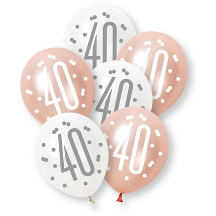 Ballonnen 40 jaar Latex Pearl Assorted 30cm 6st van Folat koop je bij Partywinkel