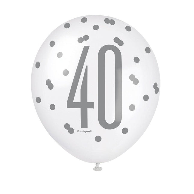 Ballonnen 40 Jaar Stippen 30cm 6st van Unique koop je bij Partywinkel