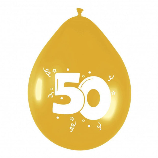 Ballonnen 50 Goud Party 30cm 6st - Partywinkel - 8711319422972