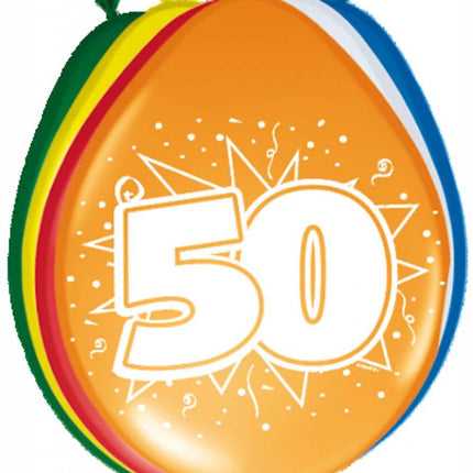 Ballonnen 50 Jaar 30cm 8st - Partywinkel - 8714572082501