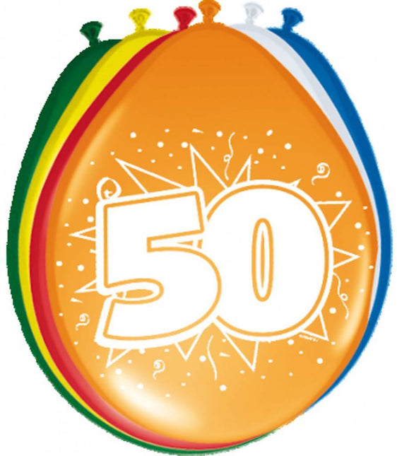 Ballonnen 50 Jaar 30cm 8st - Partywinkel - 8714572082501