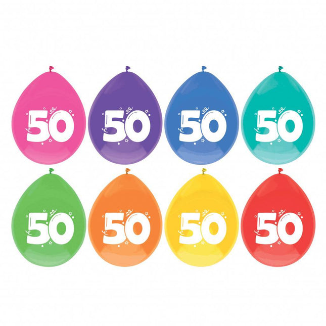 Ballonnen 50 Jaar Party 30cm 8st - Partywinkel - 8711319422170